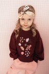 Sweater dark red with floral print FW21205