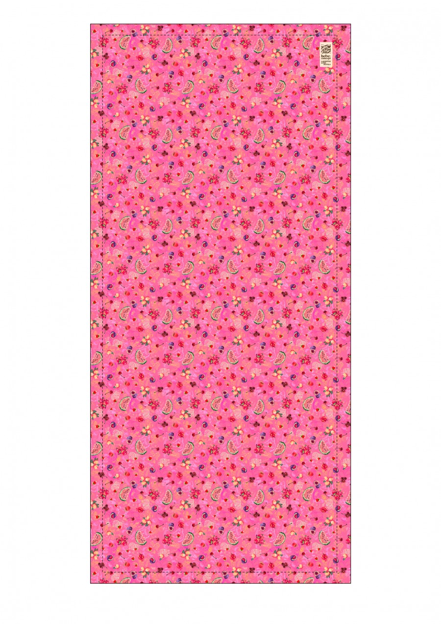 Table cloth 350x140 cm with pink fruits allover print KLA24050