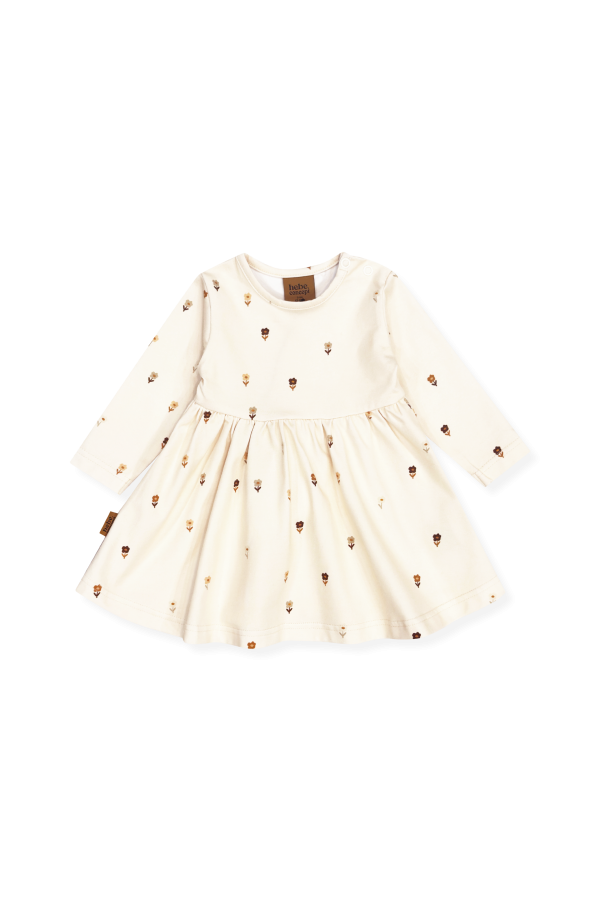 Dress with small flower all-over print and snap buttons on shoulder 0313_F25332