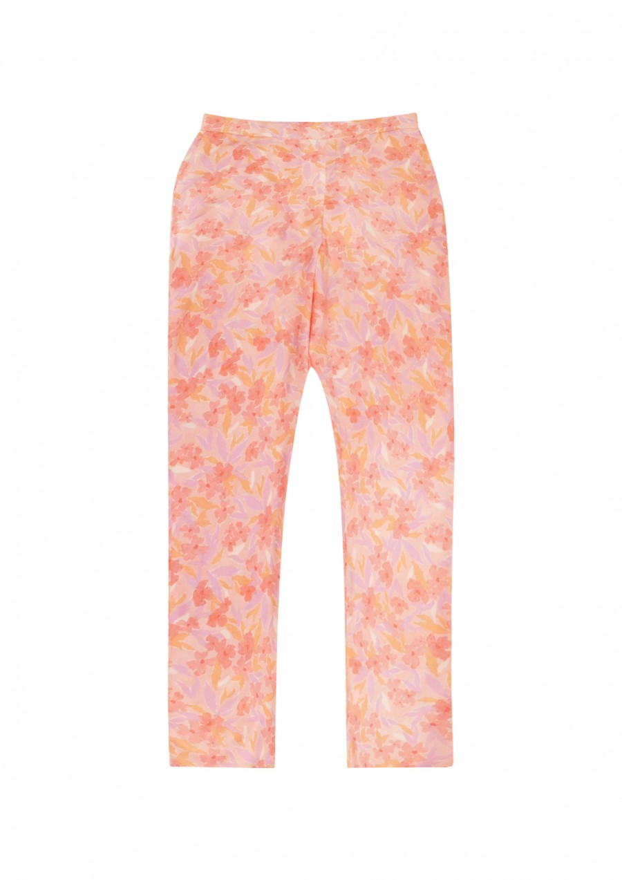 Pants pink flower print for female SS21142