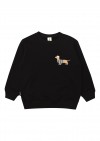 Warm sweater black with Parisian dog print FW21232