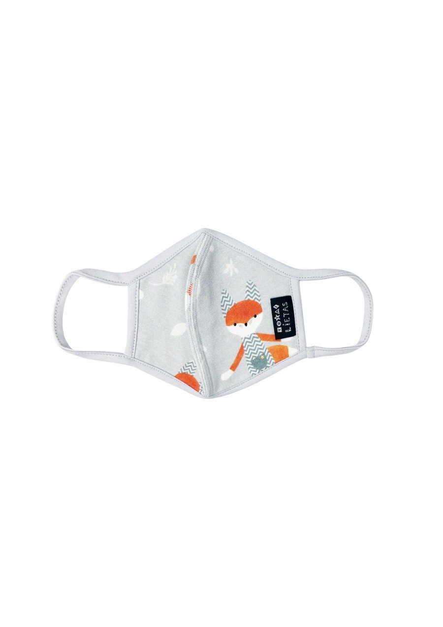 Face mask light grey with Tuta's fox print TUT021