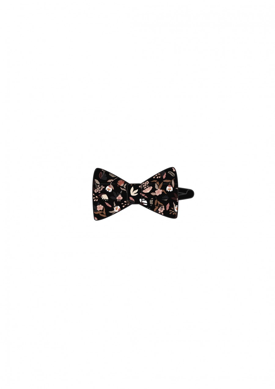 Hair pin with floral black print FW21032
