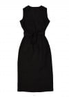 Wrap dress linen black SS24385