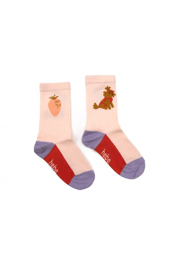 Socks pink with dog and strawberry SS24332