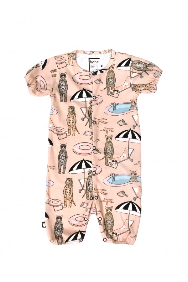 Short romper with pink pool print SS20166