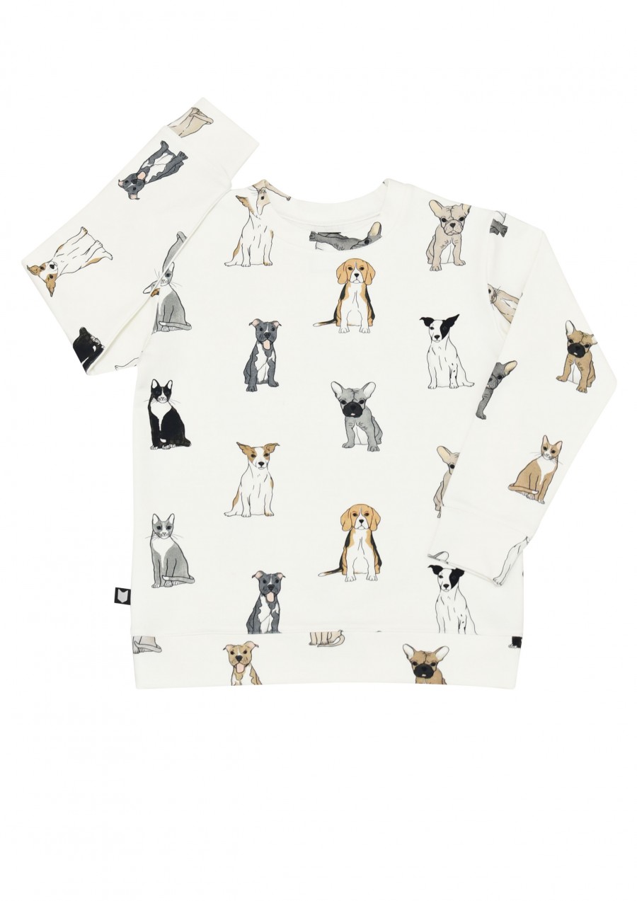 Sweater with dog and cat print SS19111