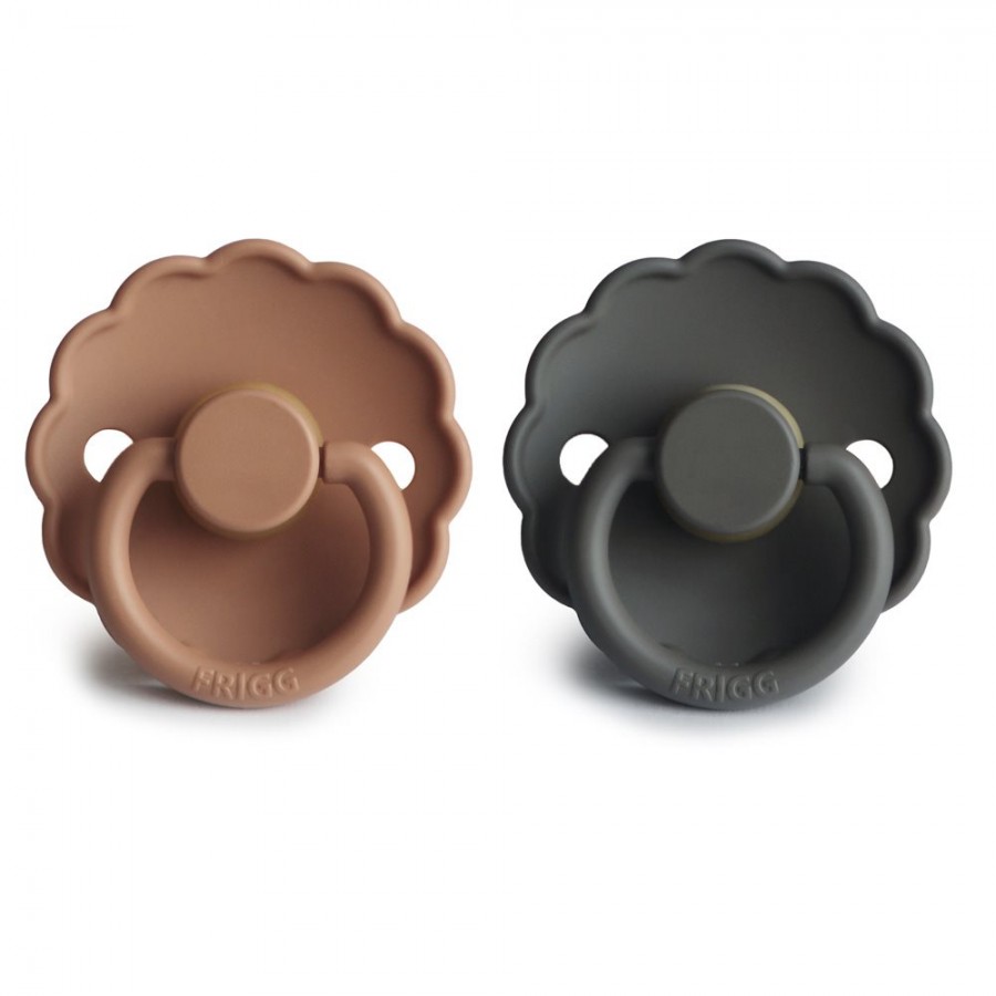 FRIGG Daisy Pacifiers - Latex 2-Pack - Graphite/Peach Bronze - Size 1 76221419