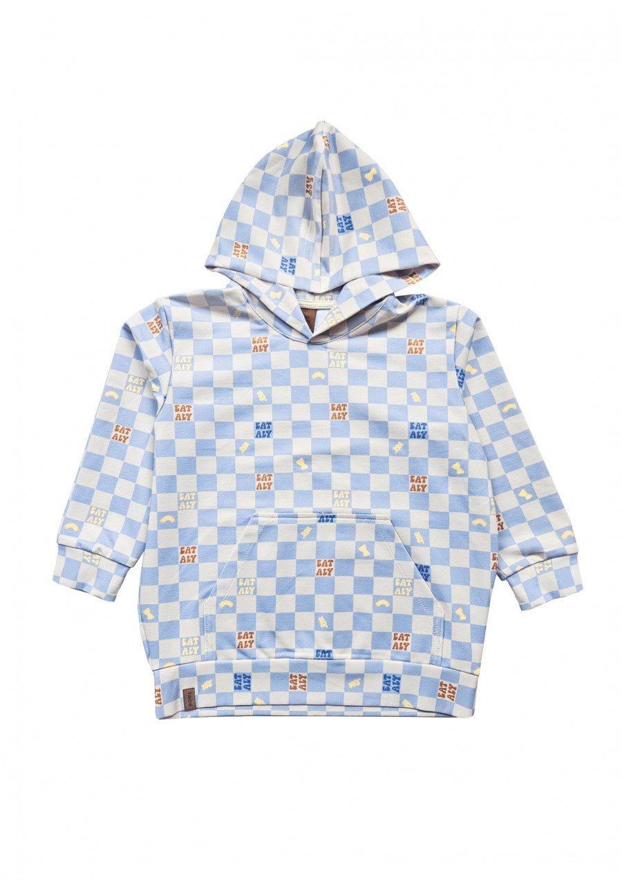Hoodie with blue checkers allover print 0130_S25407