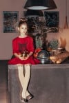 Red linen dress with a  cat MKL2001