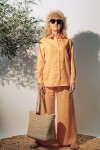 Shirtdress light orange linen for female SS23197