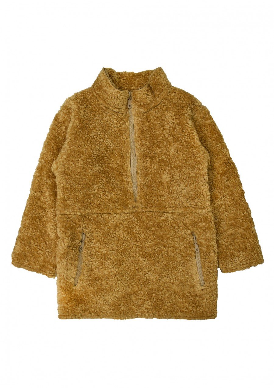 Warm faux fur outer jacket mustard FW21446