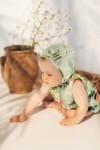 Hat for newborns, green palm print SS21027