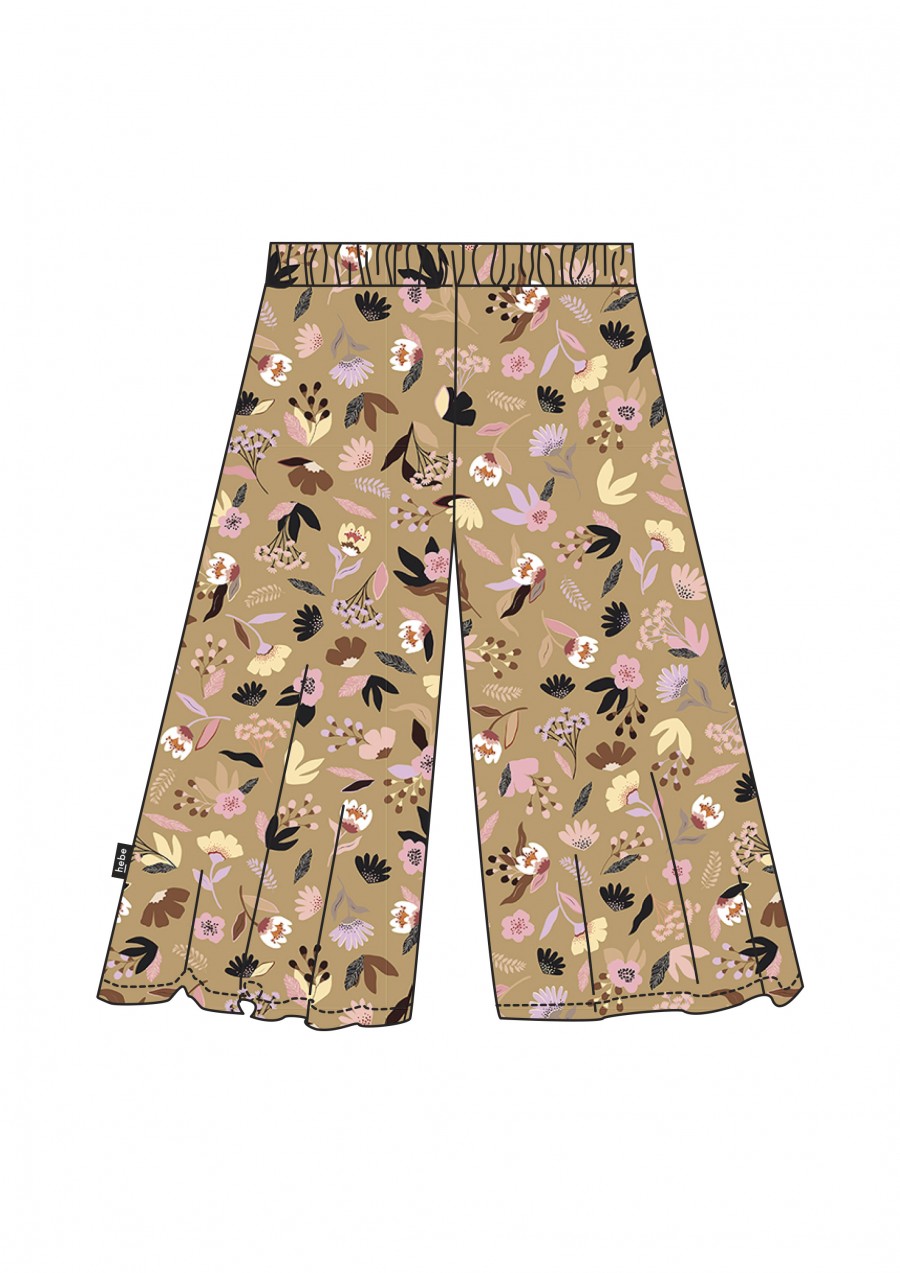 Culottes with floral mustard print FW21045L