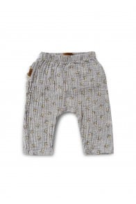Muslin pants with ruffles on the back grey floral print