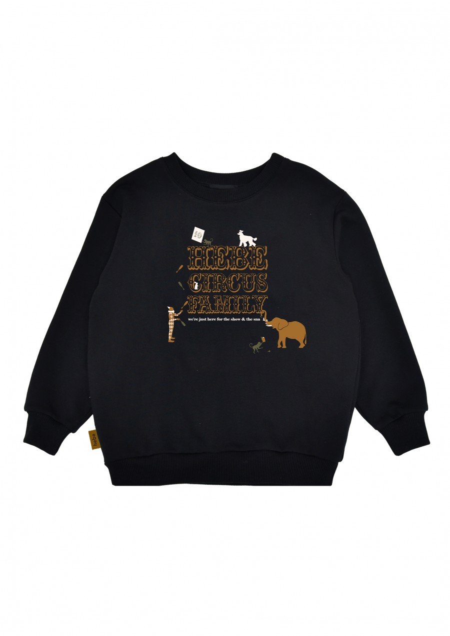 Sweatshirt black with circus family print FW23028L