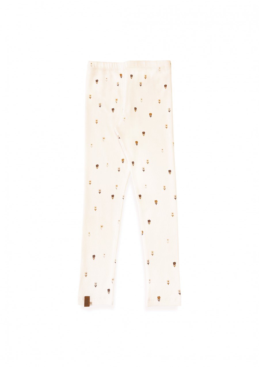 Rib leggings with all-over small flowers print 0136_F25147