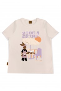 Top beige with Rise & Shine print for female