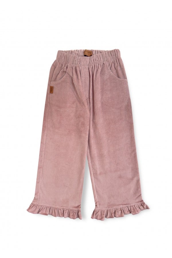 Pants corduroy with ruffles dusty pink 0308_F25140