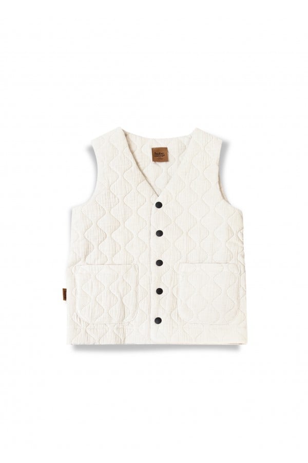 Vest creme quilted with pockets and buttons 0298_F25311