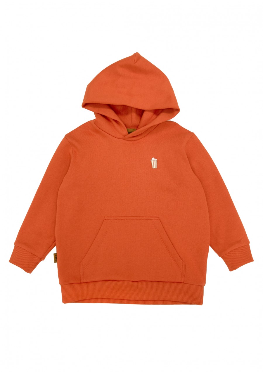 Hoodie bright orange with popcorn embroidery FW23258L