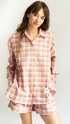 Shirt pink and peach checkered 0086_S25368