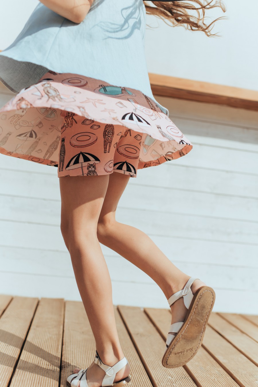 Skirt with shorts, pink pool print SS20168