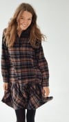 Dress brown checkered flanel, women FW24201