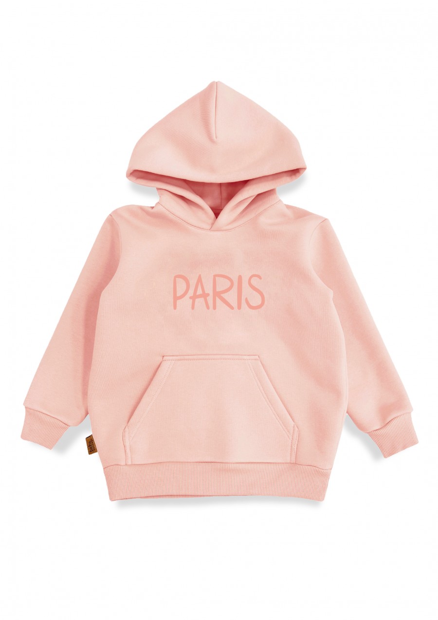 Hoodie with PARIS BONJOUR placment print pink 0130_F25258