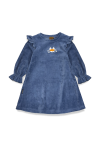 Blue velvet dress with wings and embroidered Tuta's fox 0395_TUT003