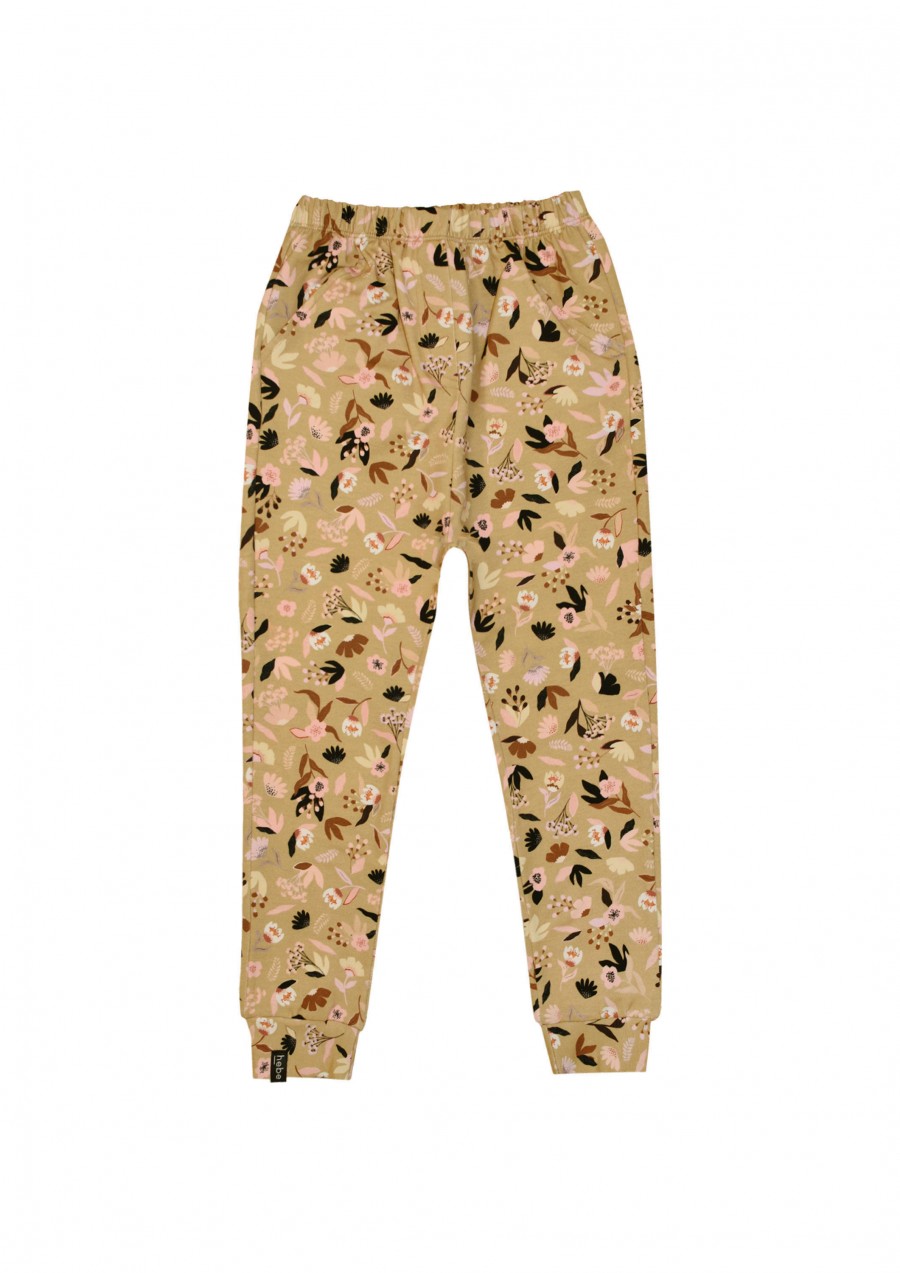 Warm pants with floral mustard print FW21408