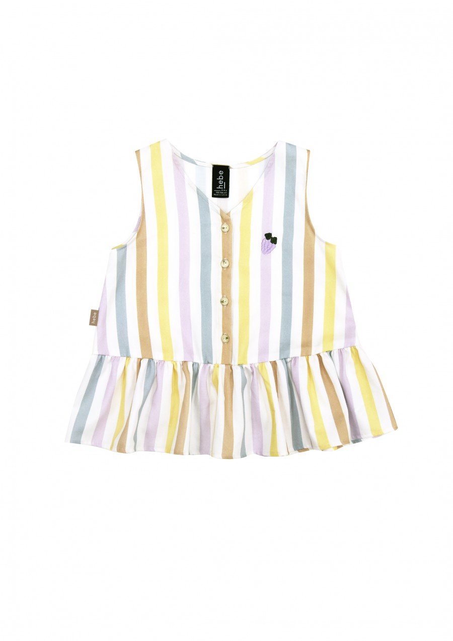 Blouse with pastel stripes and embroidery SS23187L