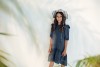 Dress blue linen with ruffles and frill SS21352