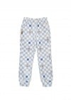 Pants with blue checkers allover print 0111_S25206