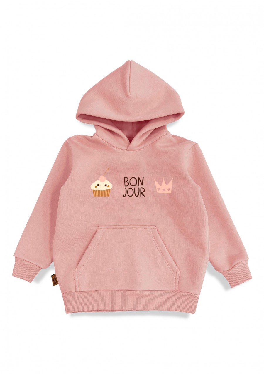 Hoodie pink with placment print 0130_F25124