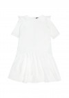 Dress white linen with ruffles and frill SS21345