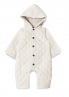 Romper creme quilted with hood and buttons 0322_F25310