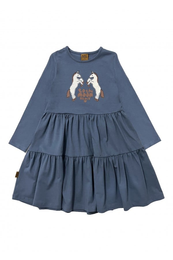 Dress blue with unicorns FW24270