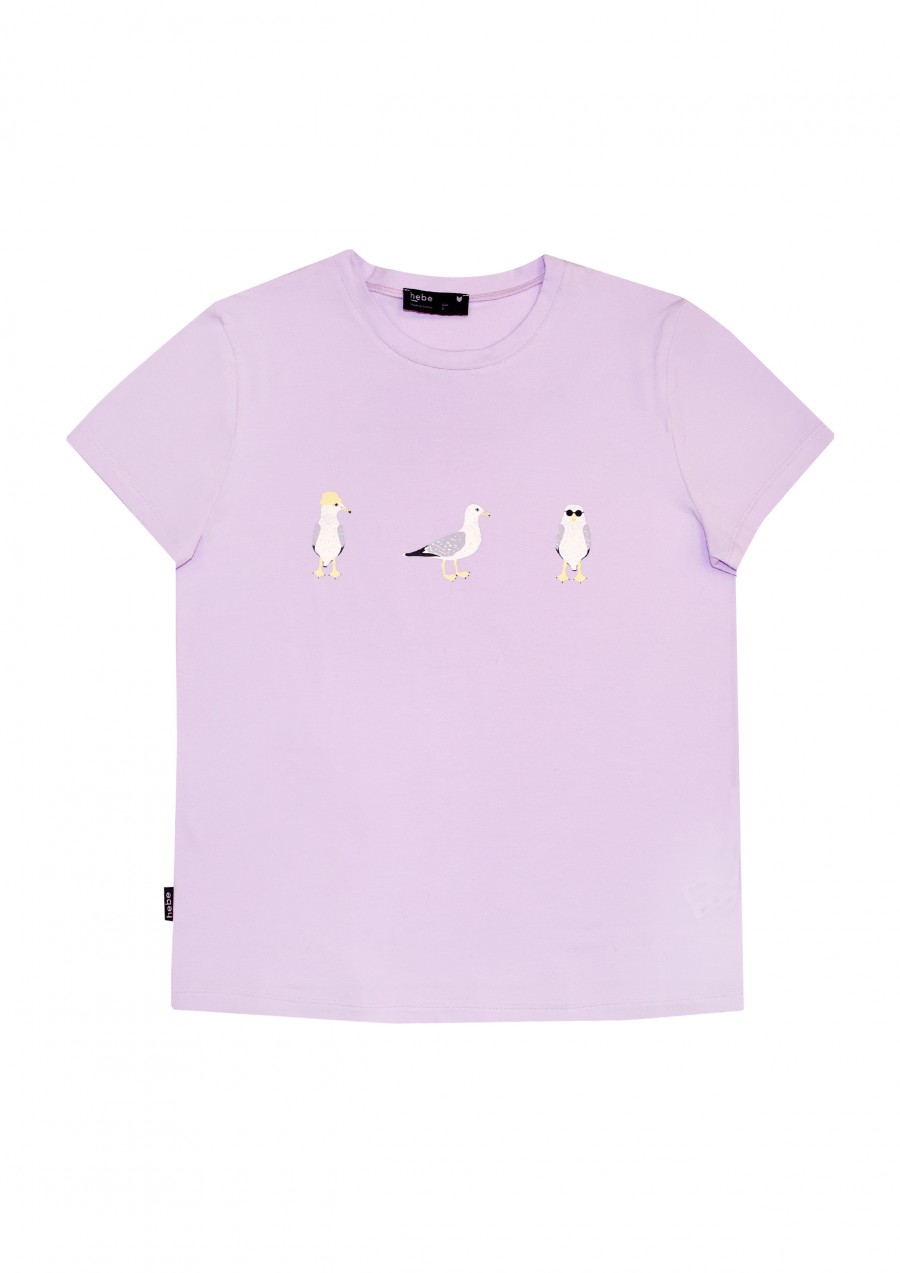 Top light purple with seagulls for female SS21010
