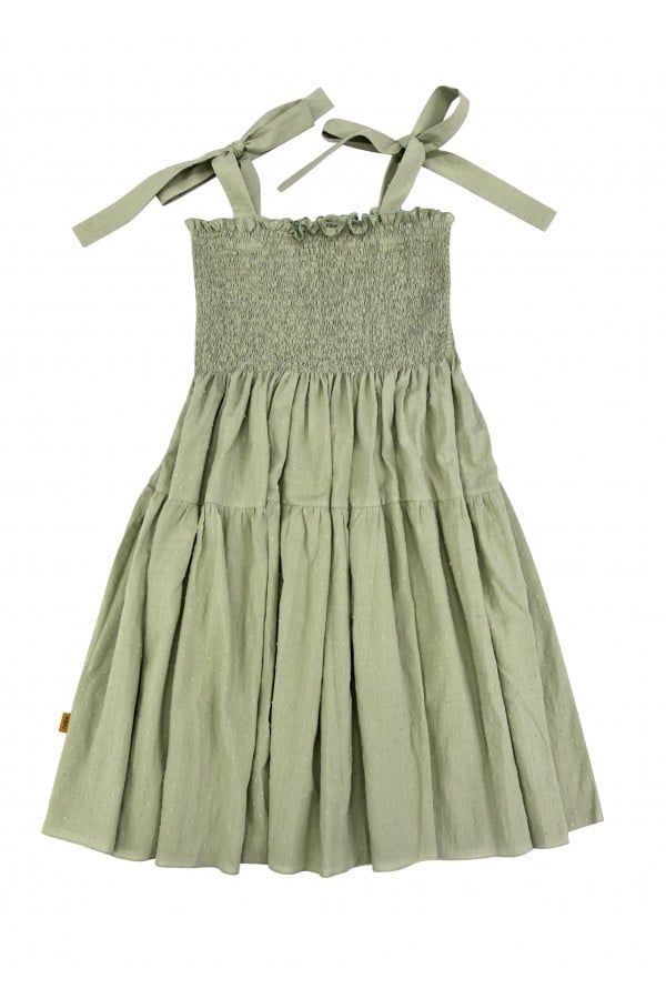 Dress dotted green with straps for female SS24541