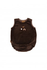 Baby romper short brown velvet with emroidery