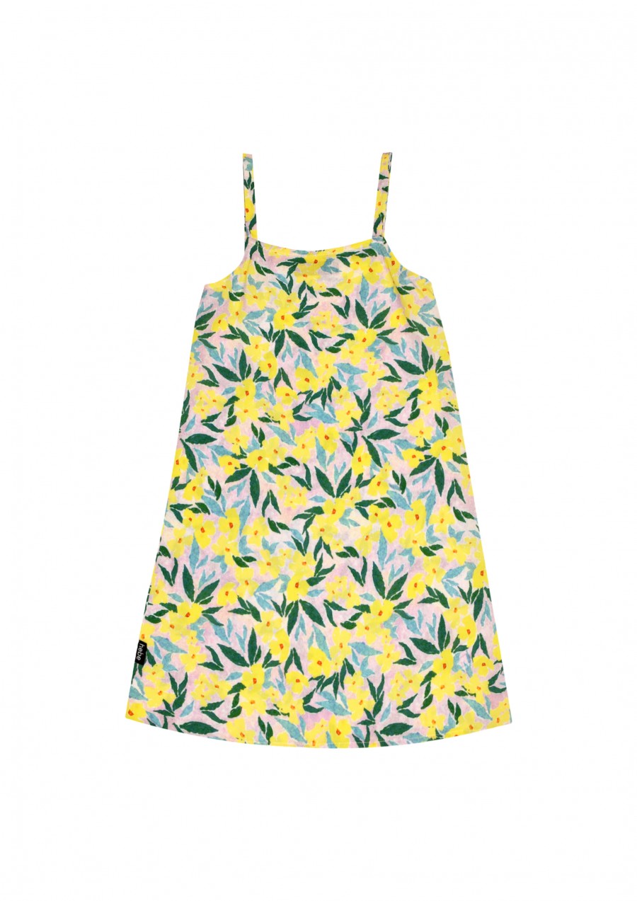 Dress yellow flower print with straps SS21073L