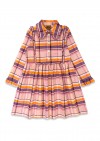 Dress flannel with ruffles and collar pink/peach checkers 0325_F25137