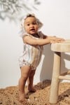 Short romper with pastel stripes and embroidery SS23185