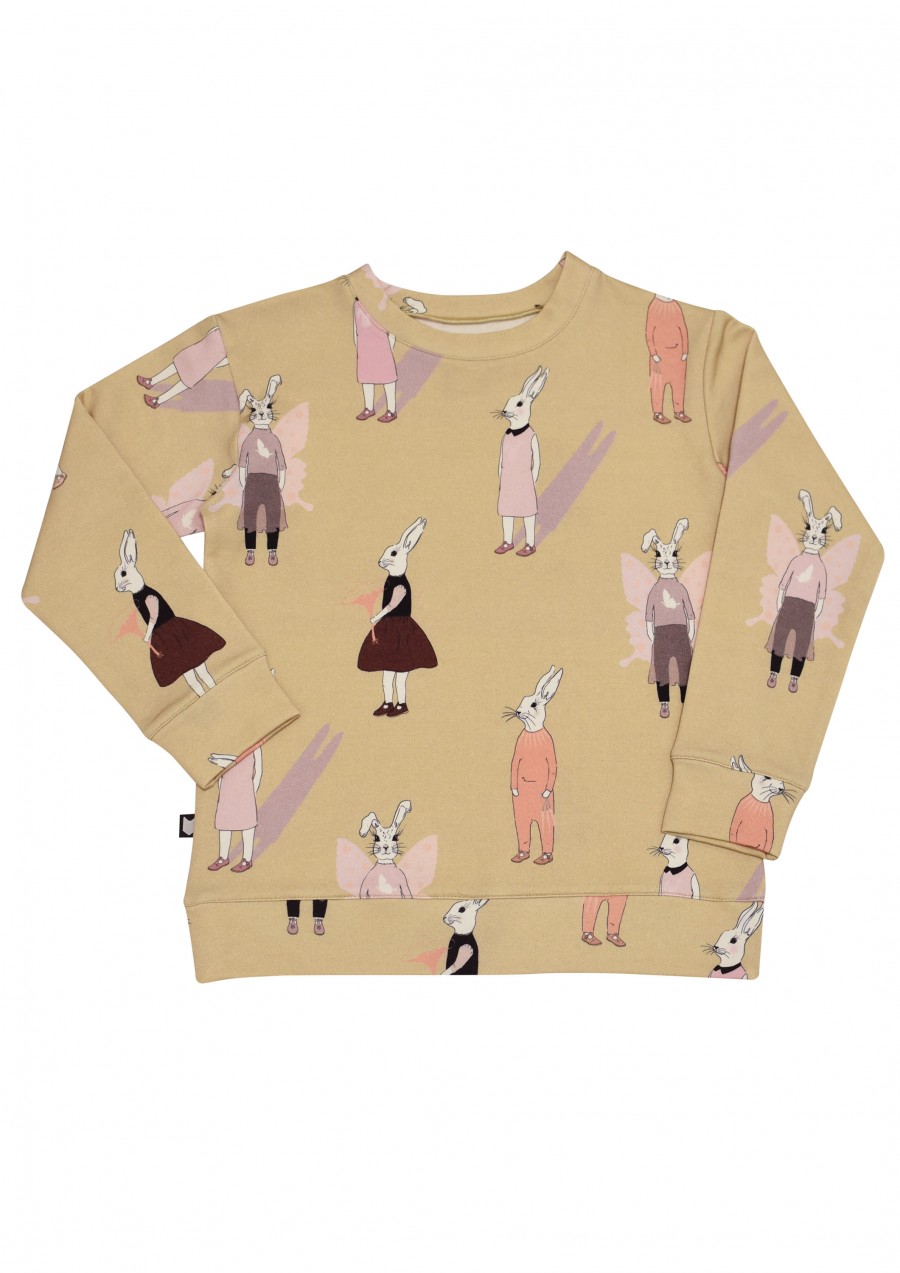 Warm sweater light mustard with bunny print FW19034