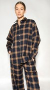Dark navy/brown checkered, long 0049_LM040