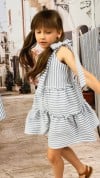 Dress with blue stripes and embroidery 0078_S25259