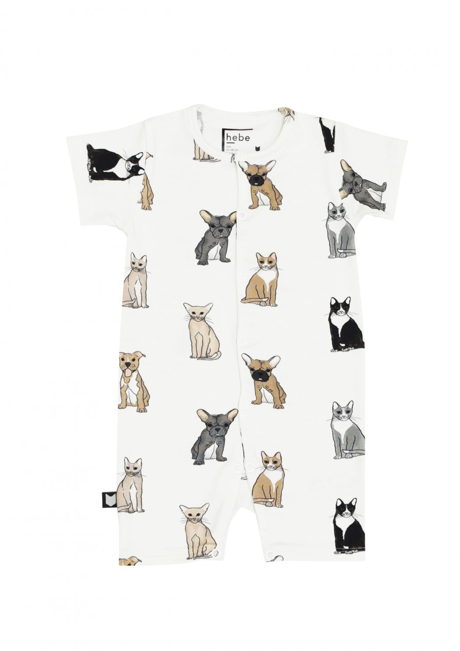 Romper with dog and cat print SS19103