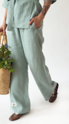 Pants green linen, long 0039_S25404