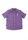 Blouse linen violet with embroidery SS24118